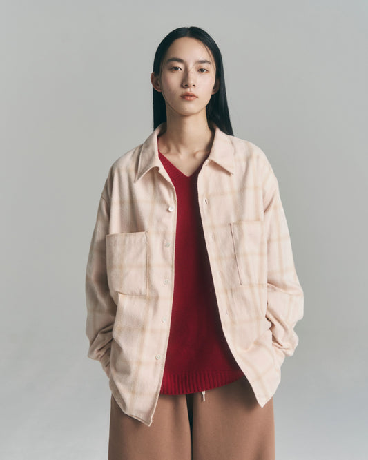 Ombre Check Flannel Shirt — Pink