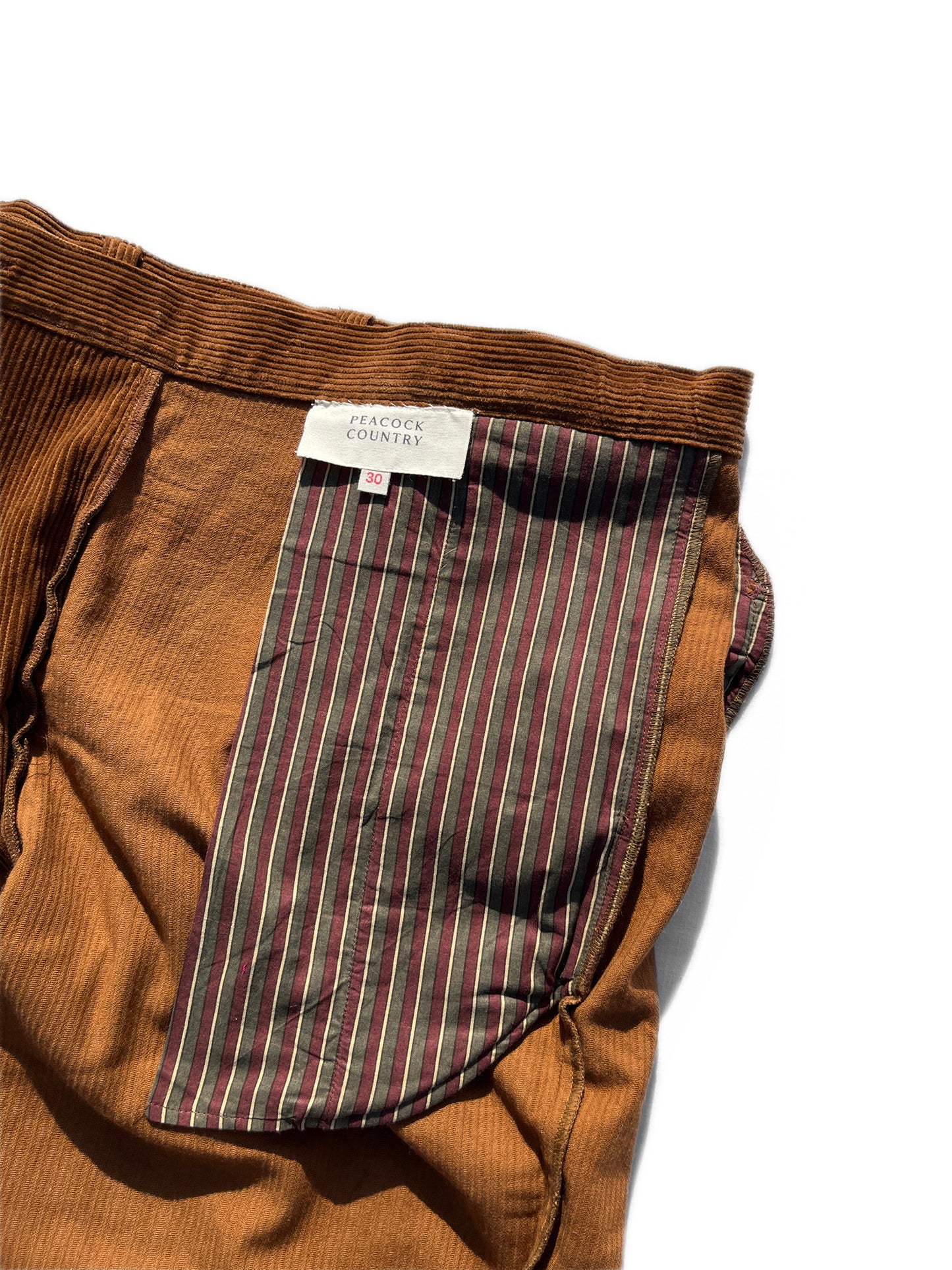 Brown Cotton Corduroy Pleated Trousers