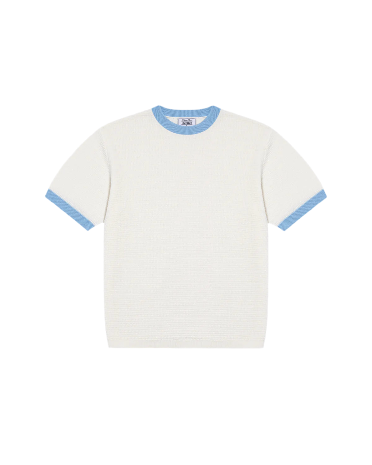 Chez Rien’s Textured Ringer Tee in Bone on a white background