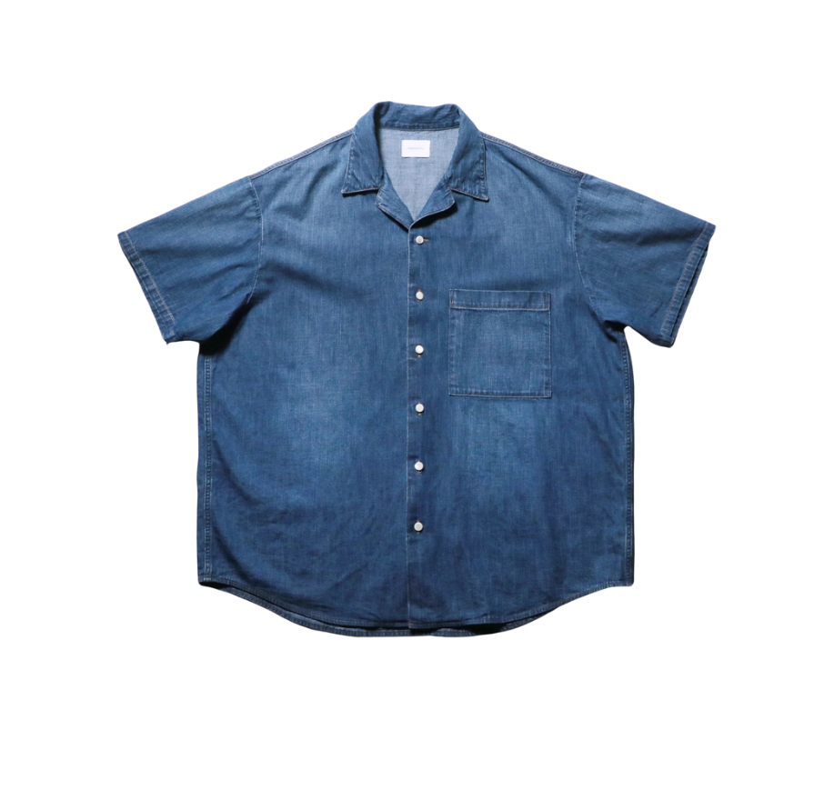 Big Open Collar Shirt - Vintage Wash/Mid Indigo