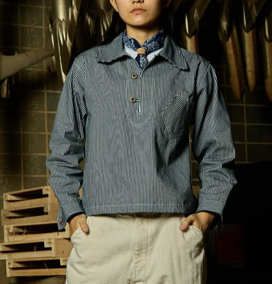 9.5oz Hickory Striped Denim Pullover