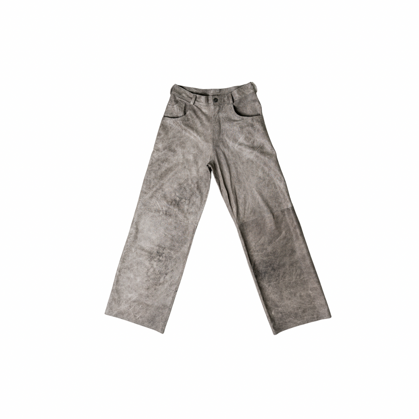 Perforated Leather Pants — Grey