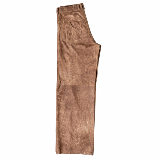 Perforated Leather Pants - Brown