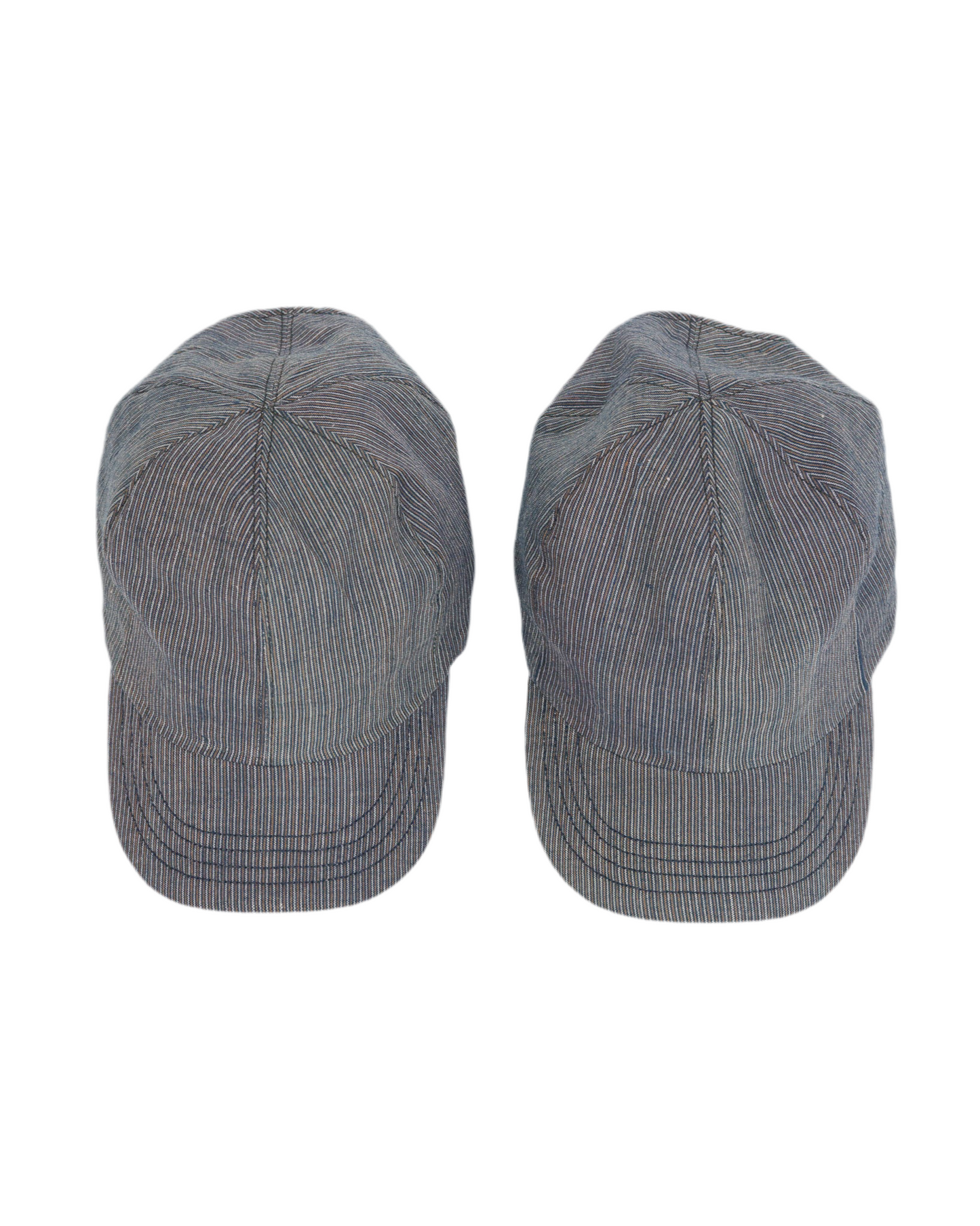2 Object From Nothing Blue Thin Stripe Warden Caps on a white background