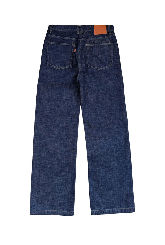 Back of Indigo Cornell Jeans on a white background