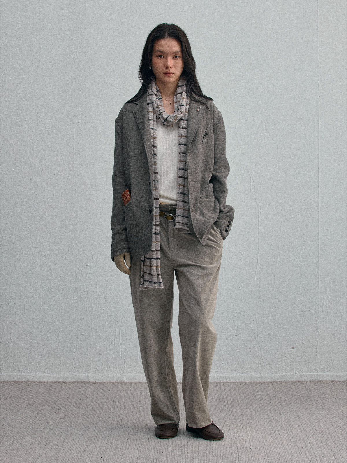 Wesley Heritage Jacquard Scarf — Khaki