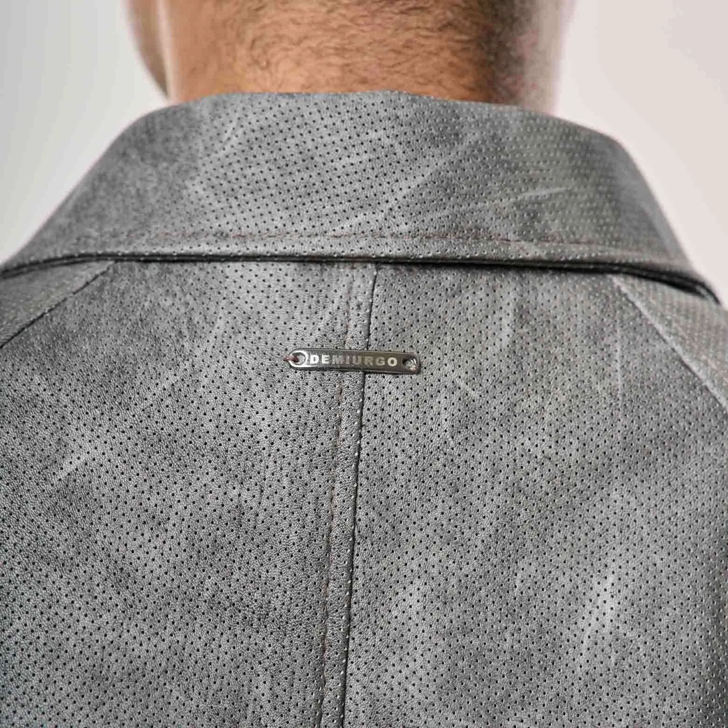Perforated Leather Track Jacket – Grey