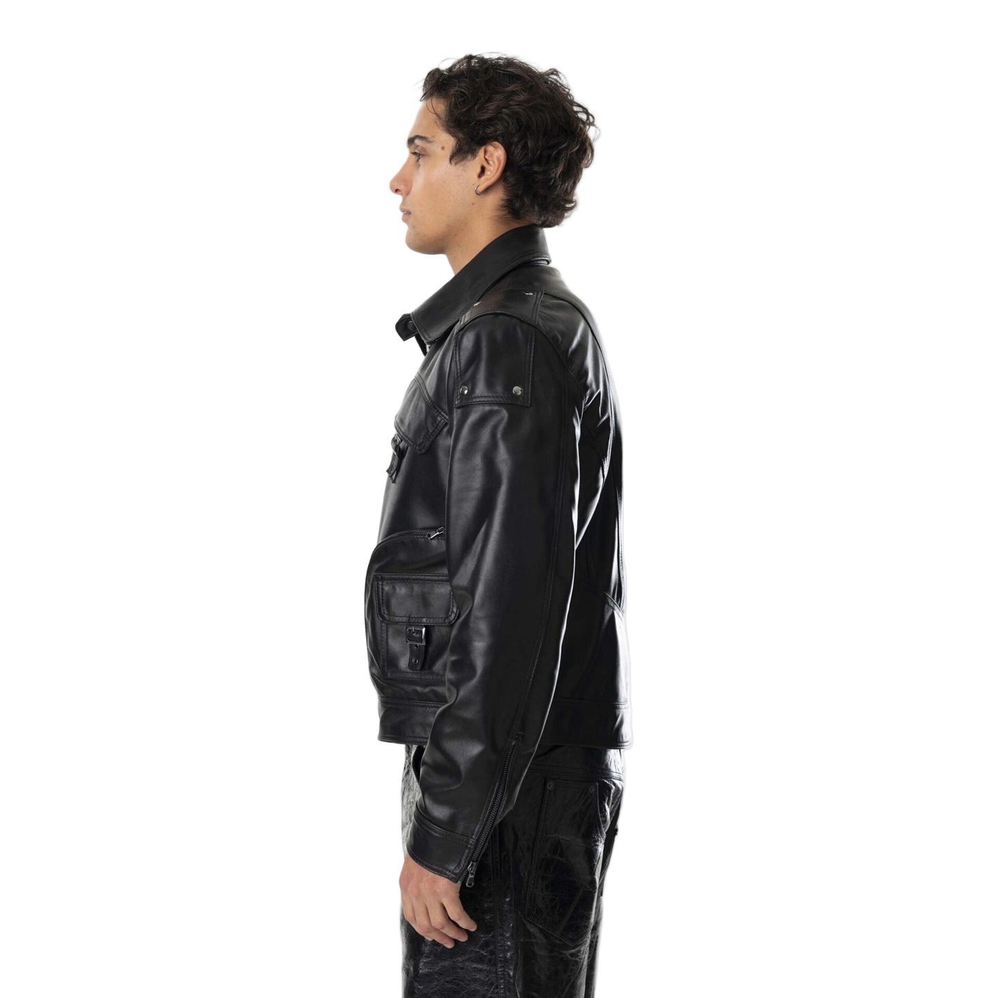 Multizip Leather Jacket - Black