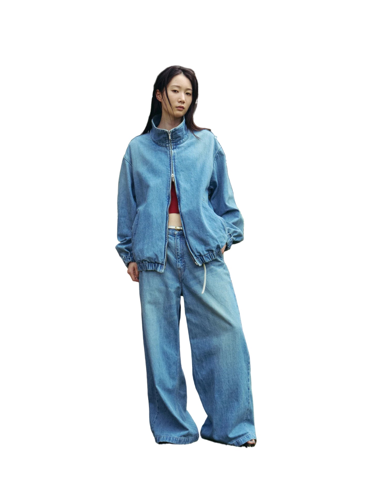Denim Track Jacket - Vintage Wash/Light Indigo