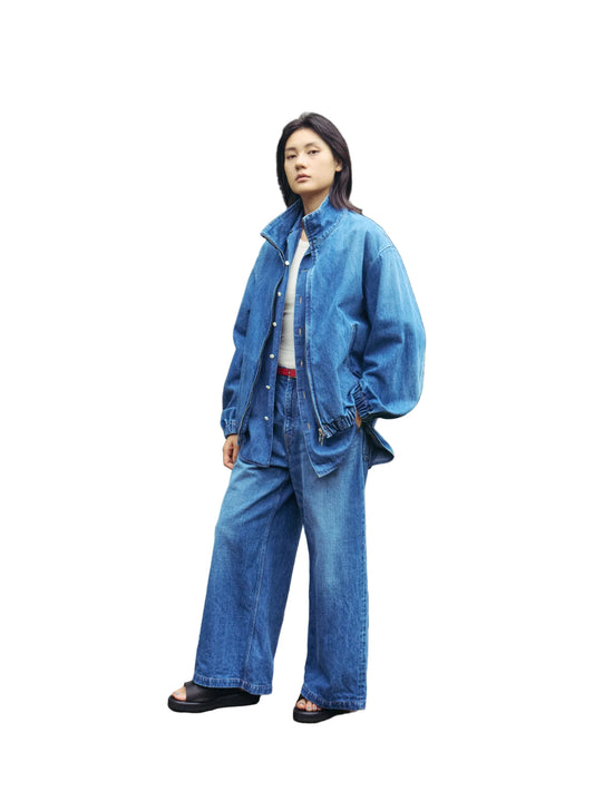 Denim Track Jacket - Vintage Wash/Mid Indigo