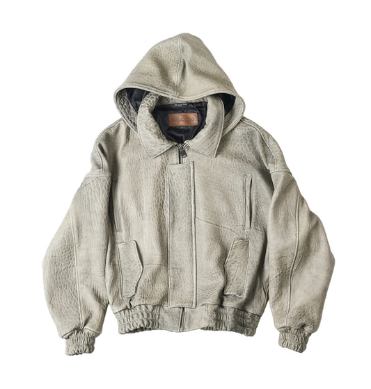 RAAS Grey Leather Bomber