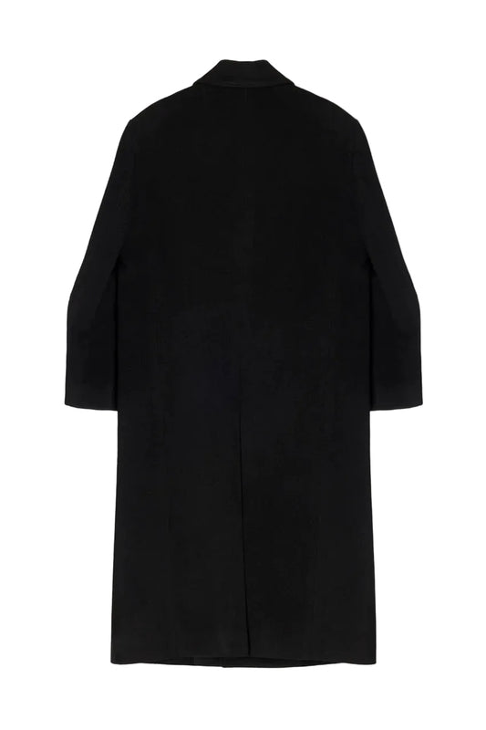 Unisex Tailored Double-Breasted Cashmere Coat - Black