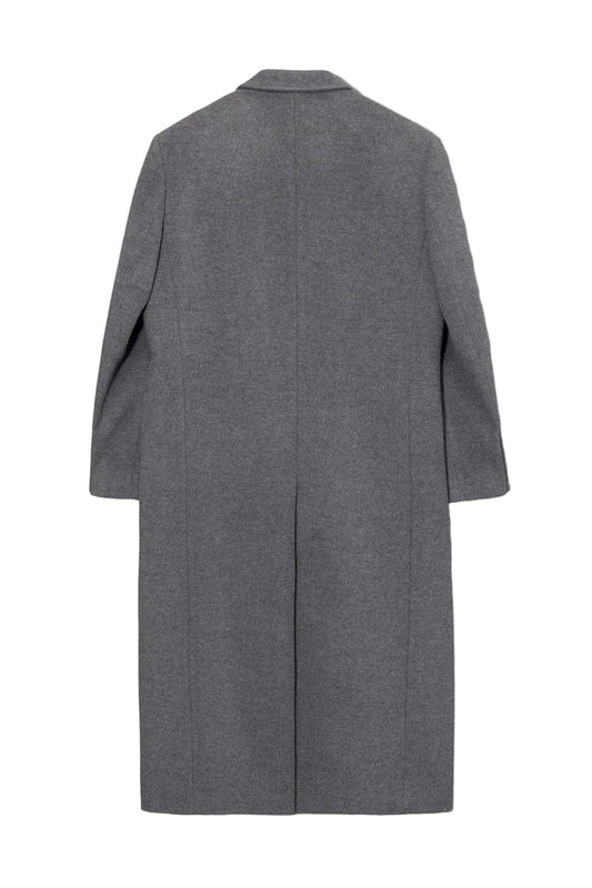 Unisex 2-Way 3 Button Cashmere Coat Melange Grey