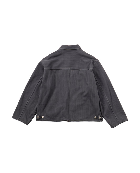 Quilted Black Diamond Trucker Jacket - Charcoal