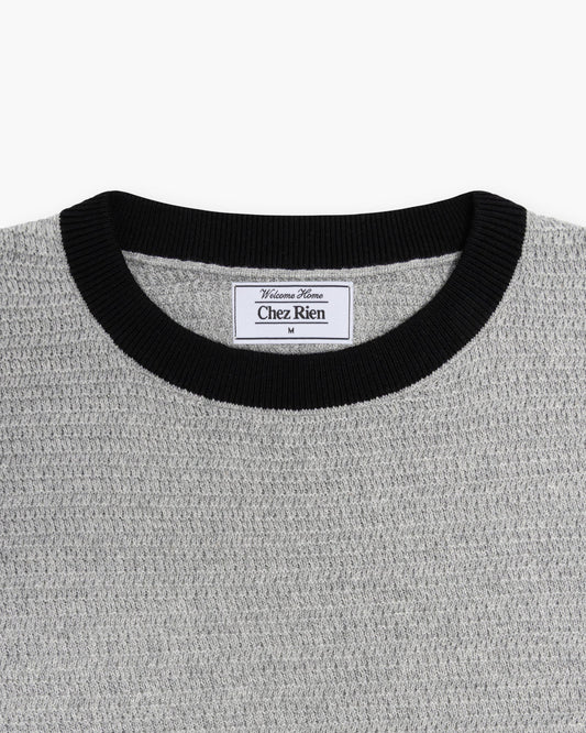 Textured Ringer Tee - Heather Grey