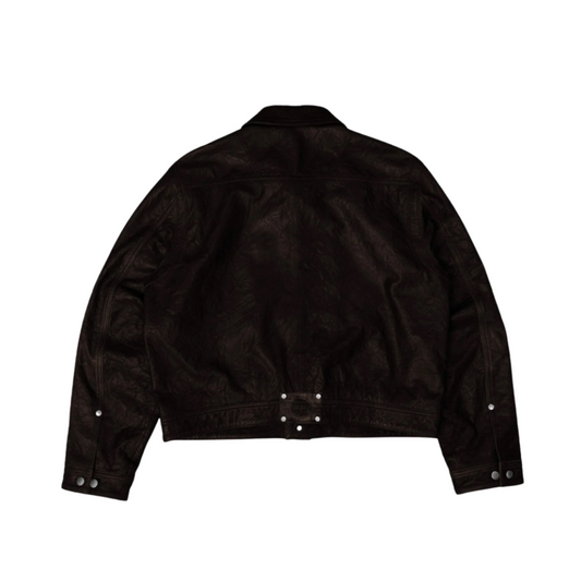 Brown Crinkled Lambskin Leather Jacket