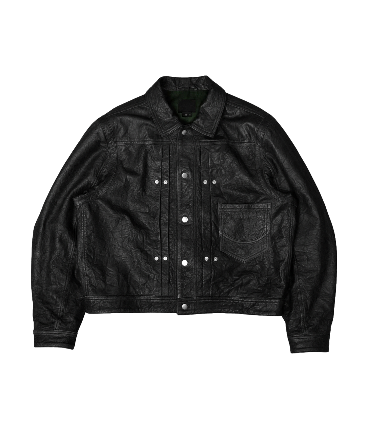 Black Crinkled Lambskin Leather Jacket
