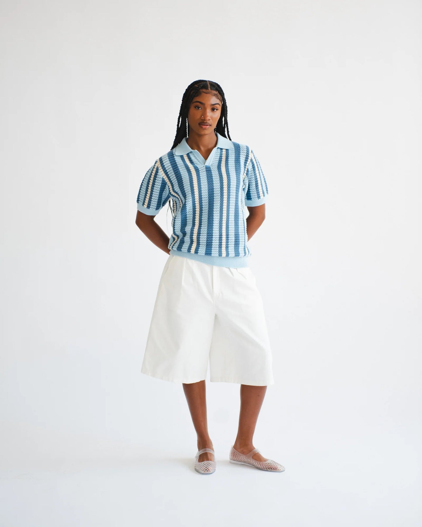 Giant Pleated Short - Bone