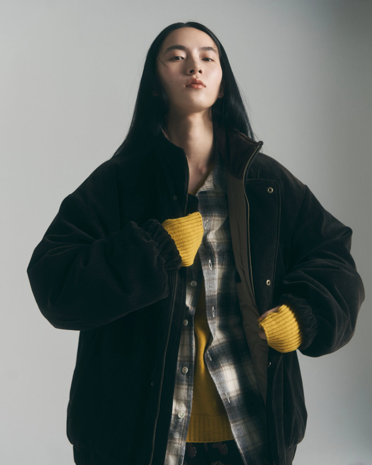 Corduroy Cozy Lined Blouson — Chocolate