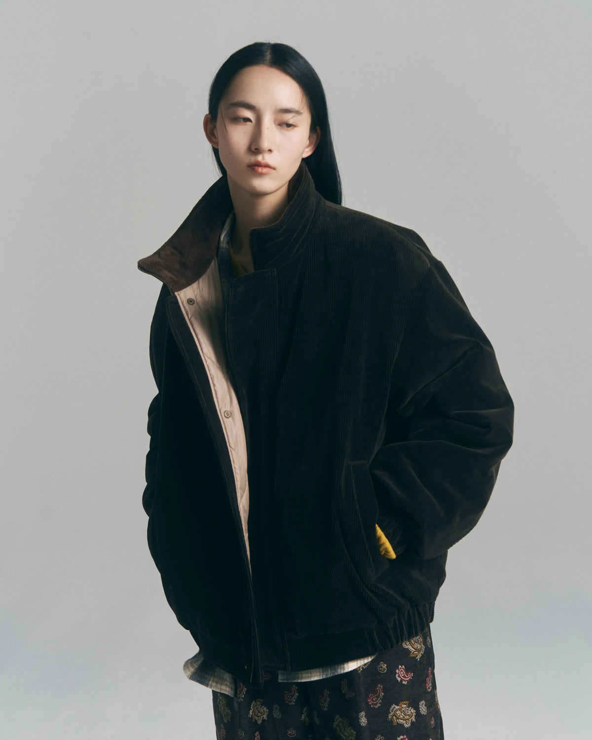 Corduroy Cozy Lined Blouson — Chocolate