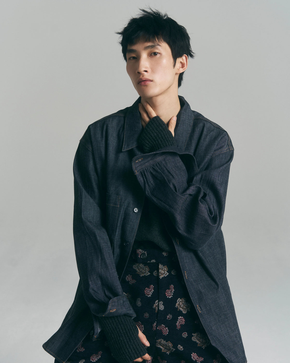 Melton Stand Collar Zip Jacket — Charcoal