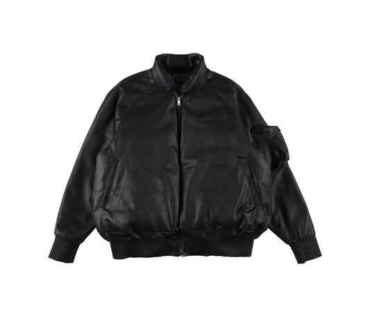 Titan Leather Down Jacket — Nero
