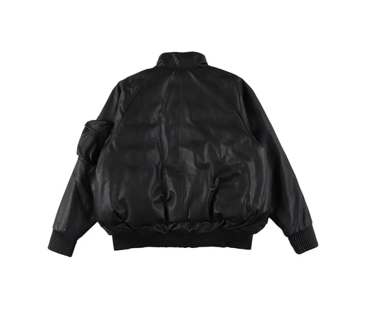 Titan Leather Down Jacket — Nero