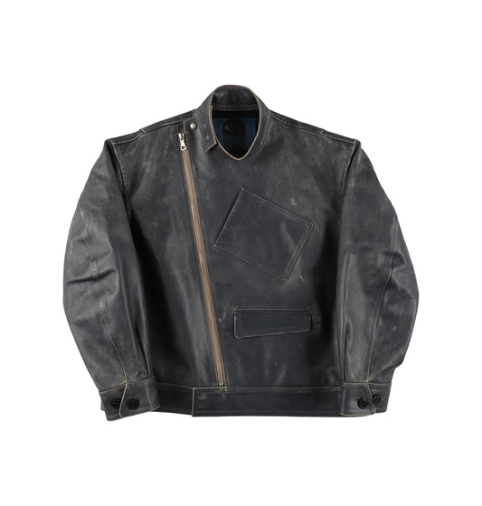Vincent Leather Biker Jacket — Smoke