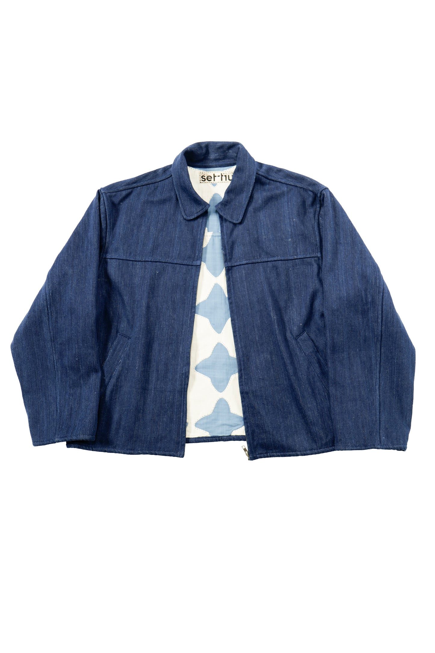 Quilted Black Diamond Trucker Jacket - Indigo