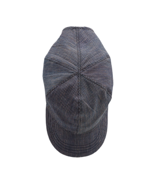 Top of Object From Nothing Blue Thin Stripe Warden Cap on a white background