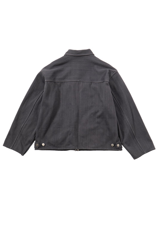 Quilted Black Diamond Trucker Jacket - Charcoal