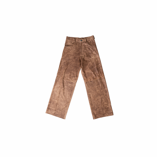 Perforated Leather Pants - Brown