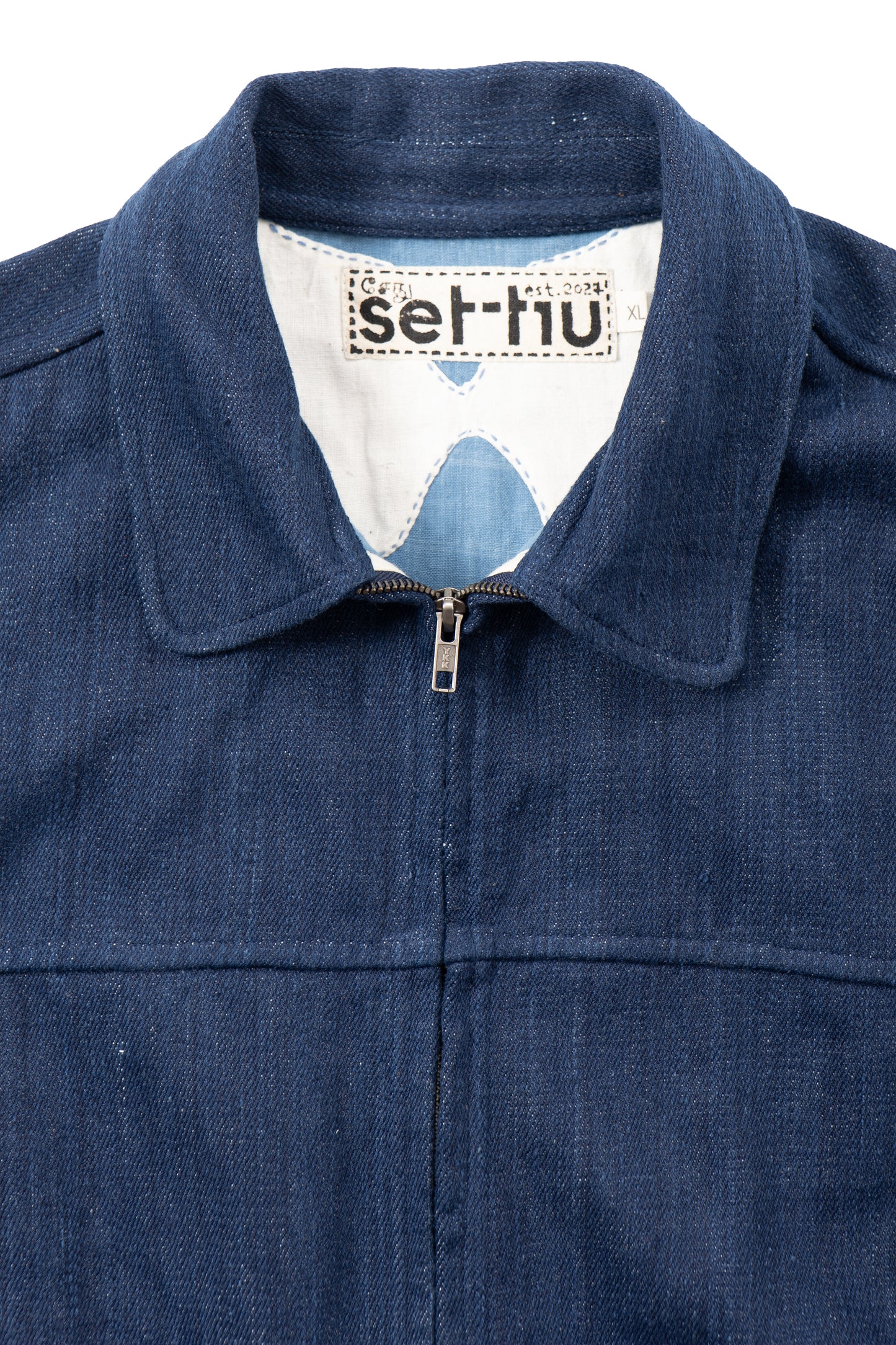 Quilted Black Diamond Trucker Jacket - Indigo