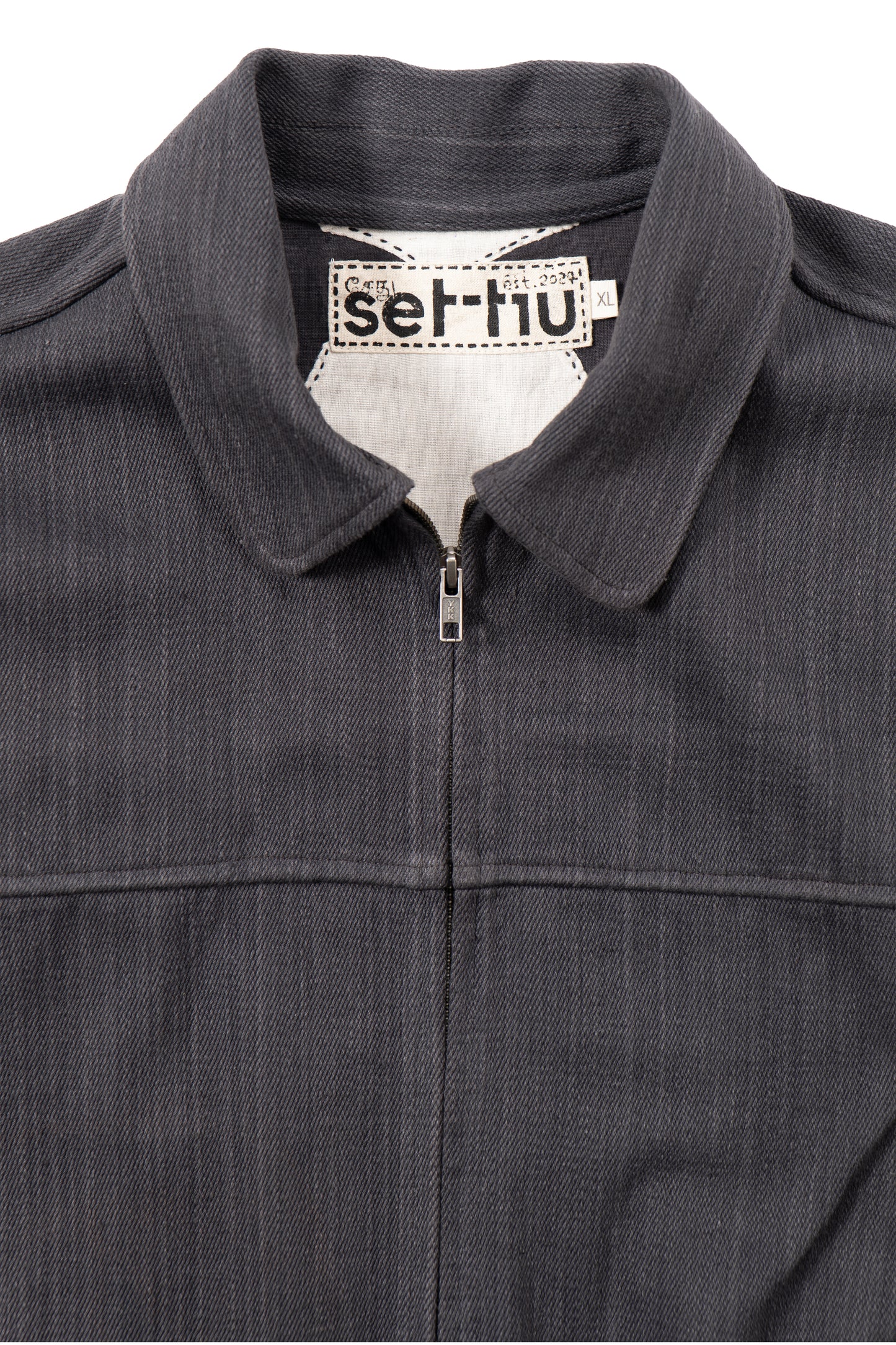 Quilted Black Diamond Trucker Jacket - Charcoal