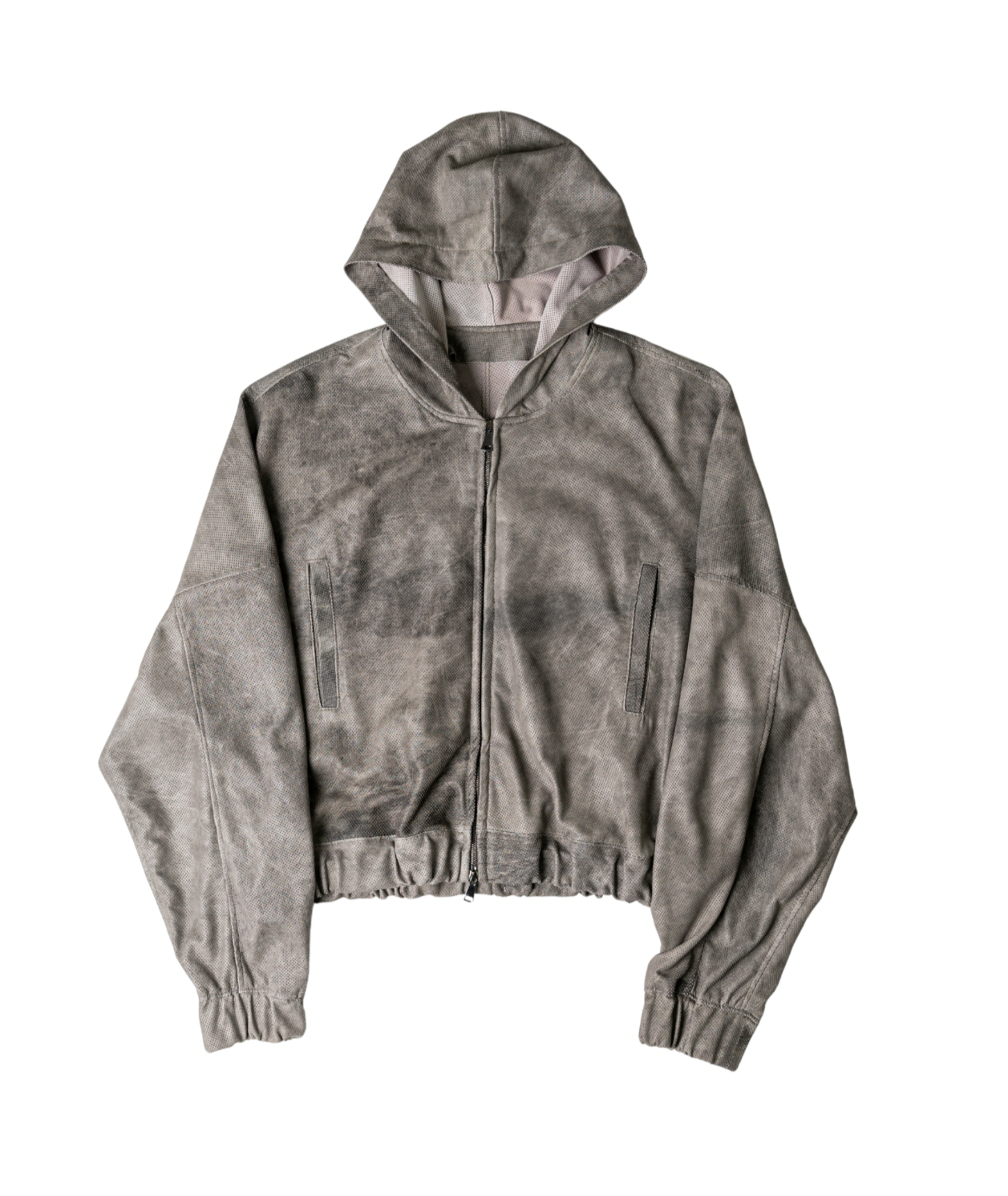 Perforated Leather Hoodie - Grey – free agency®