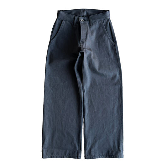 The Hidden Rivet Grounded Charcoal Selvedge Denim on a white background