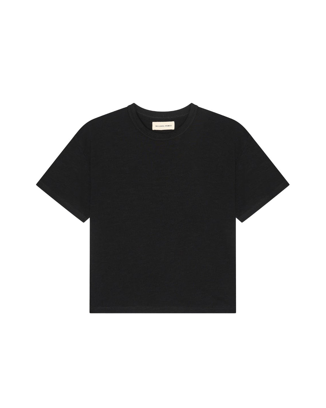 Black Slub T-Shirt on a white background