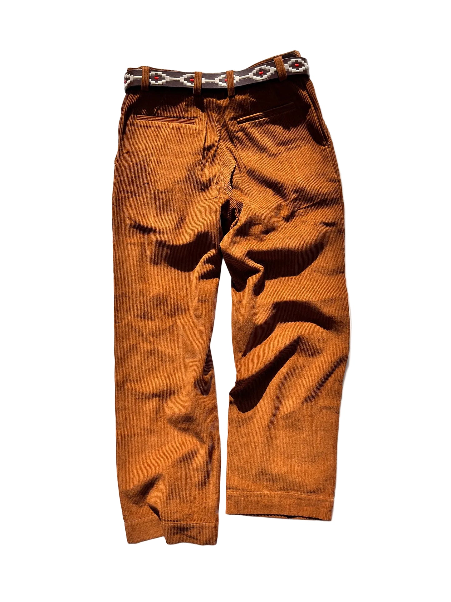Brown Cotton Corduroy Pleated Trousers