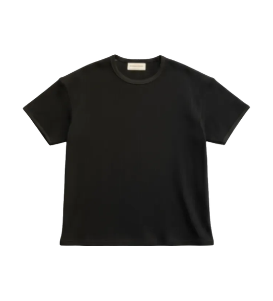 Waffle Knit T-Shirt - Black