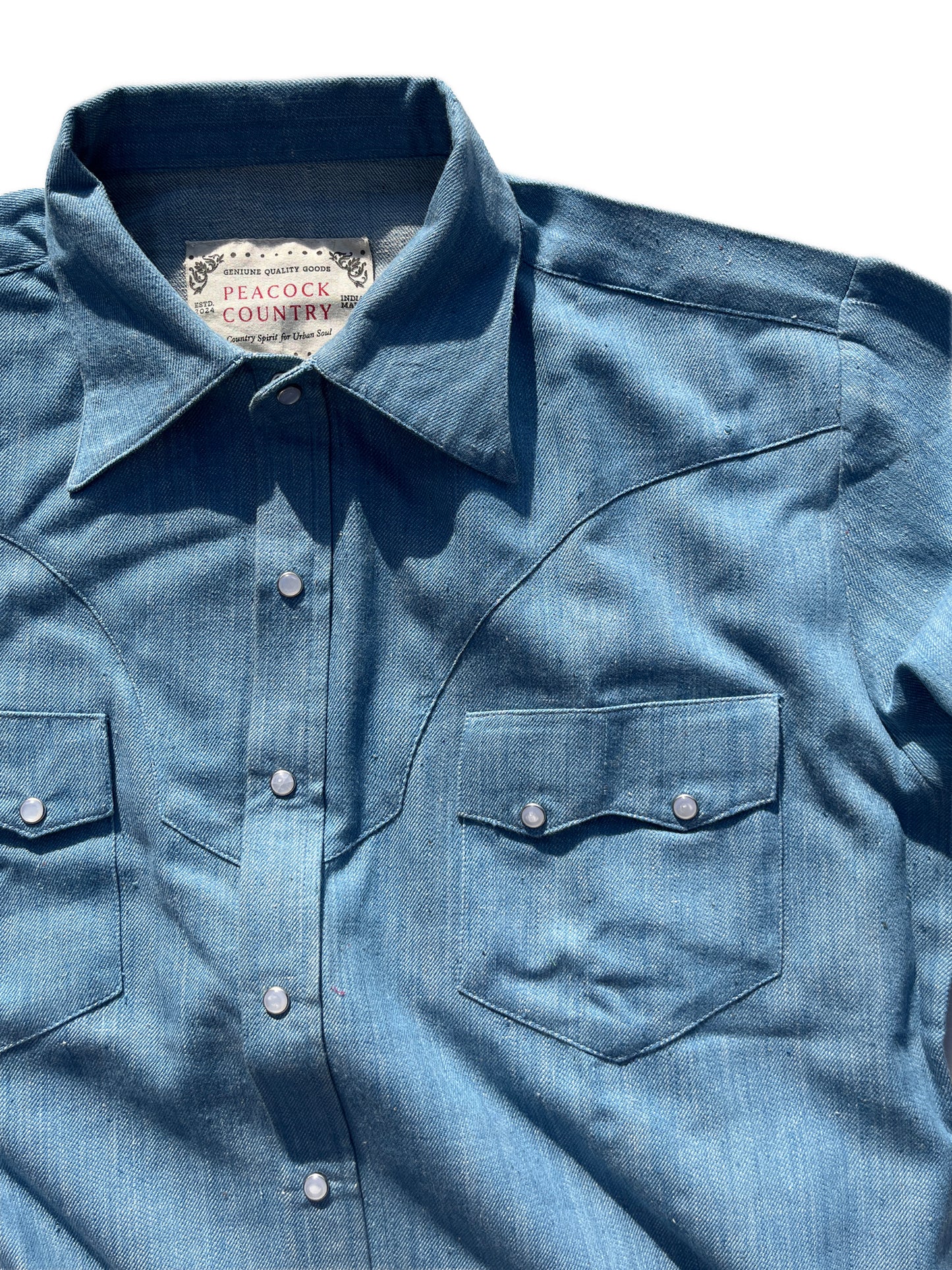 Cerulean Handwoven Denim Western Shirt