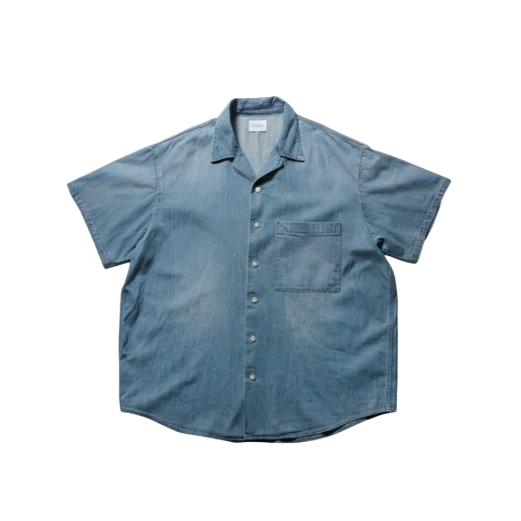 Big Open Collar Shirt - Vintage Wash/Light Indigo