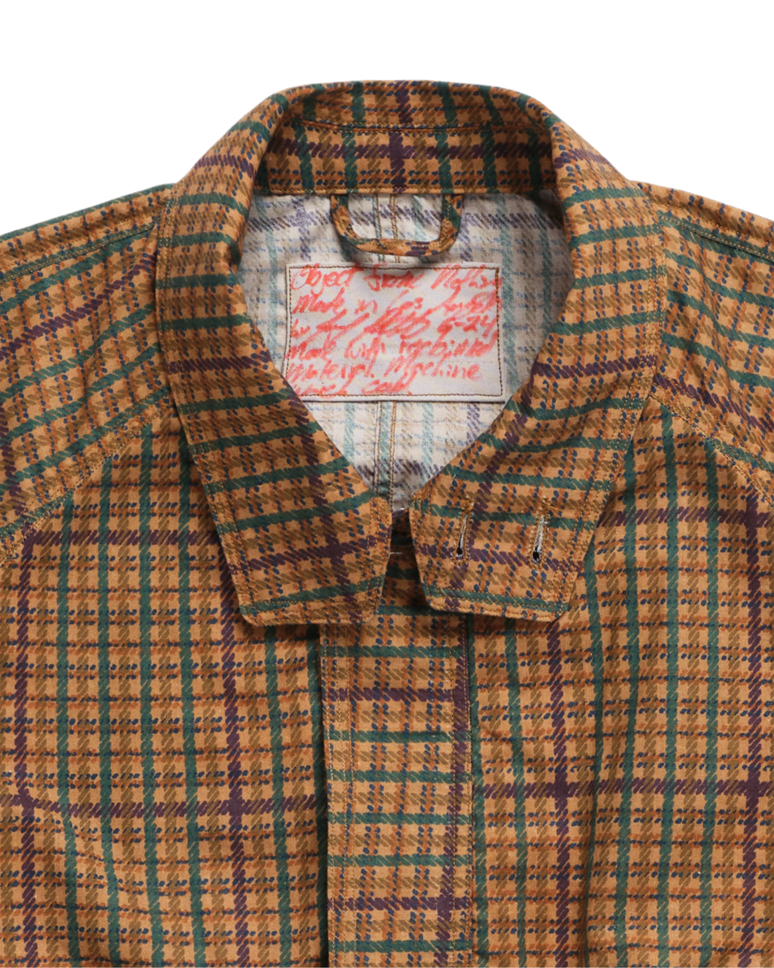 Closeup of Object from Nothing tag on the Plaid Wind Breaker