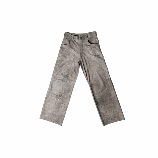 Perforated Leather Pants — Grey