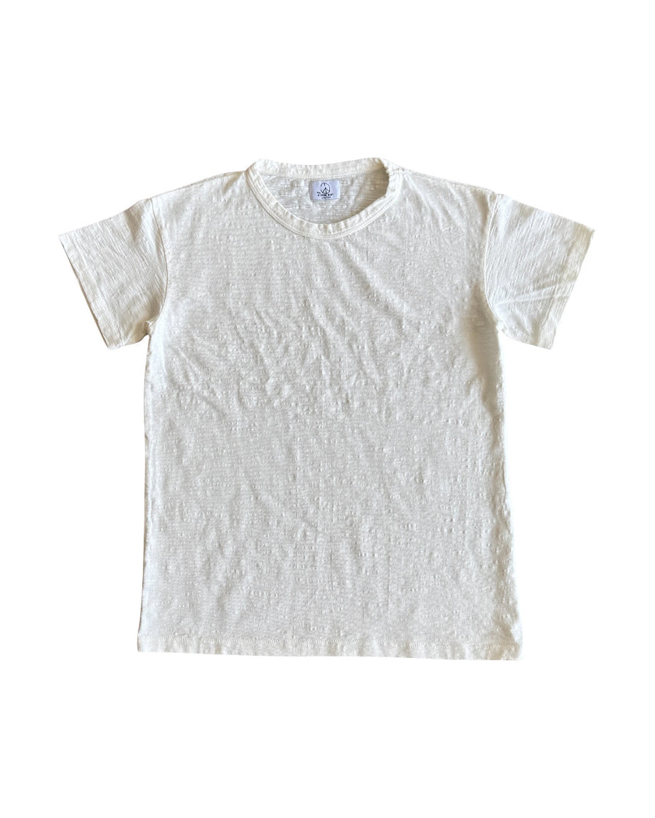 White Slub T-Shirt on white background