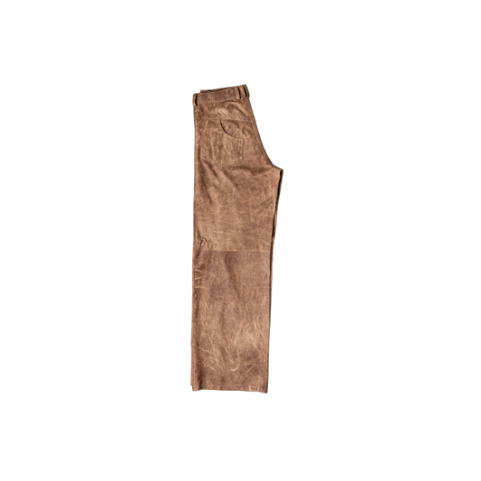 Perforated Leather Pants - Brown