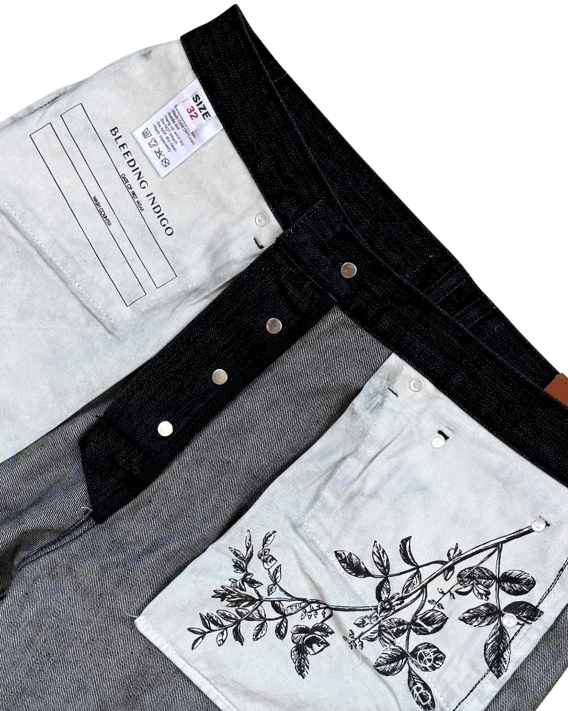 Inside pocket lining of Black Cornell Jeans on a white background