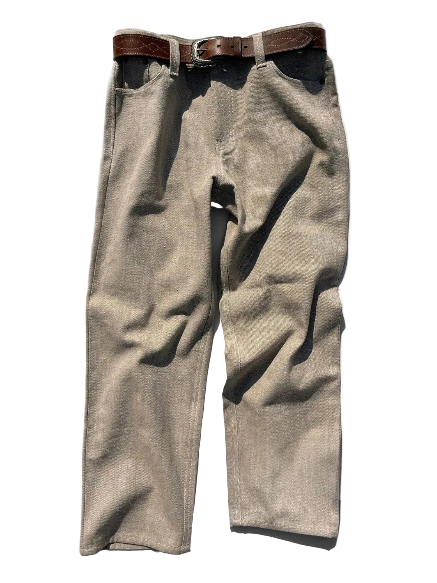 Ash Handwoven Denim Straight Jeans