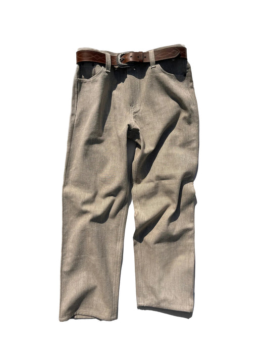 Ash Handwoven Denim Straight Jeans