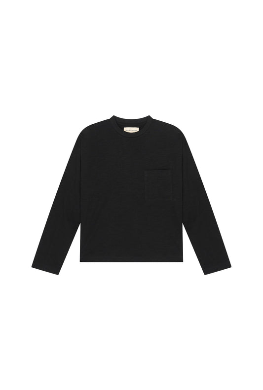 Black Slub Long Sleeve on a white background