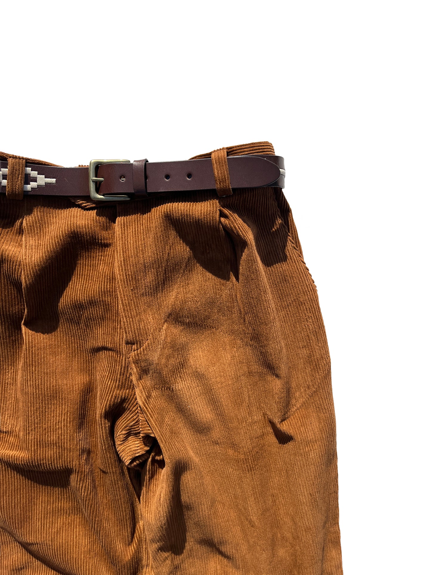 Brown Cotton Corduroy Pleated Trousers
